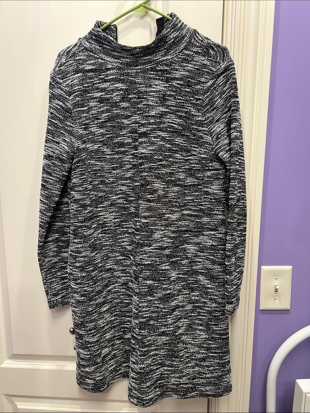 GAP Black & White Marled Knit Turtleneck Sweater Dress NWT